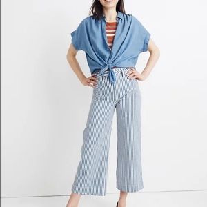 Madewell Emmett striped wide-leg crop pant size 32 Tall 28” inseam